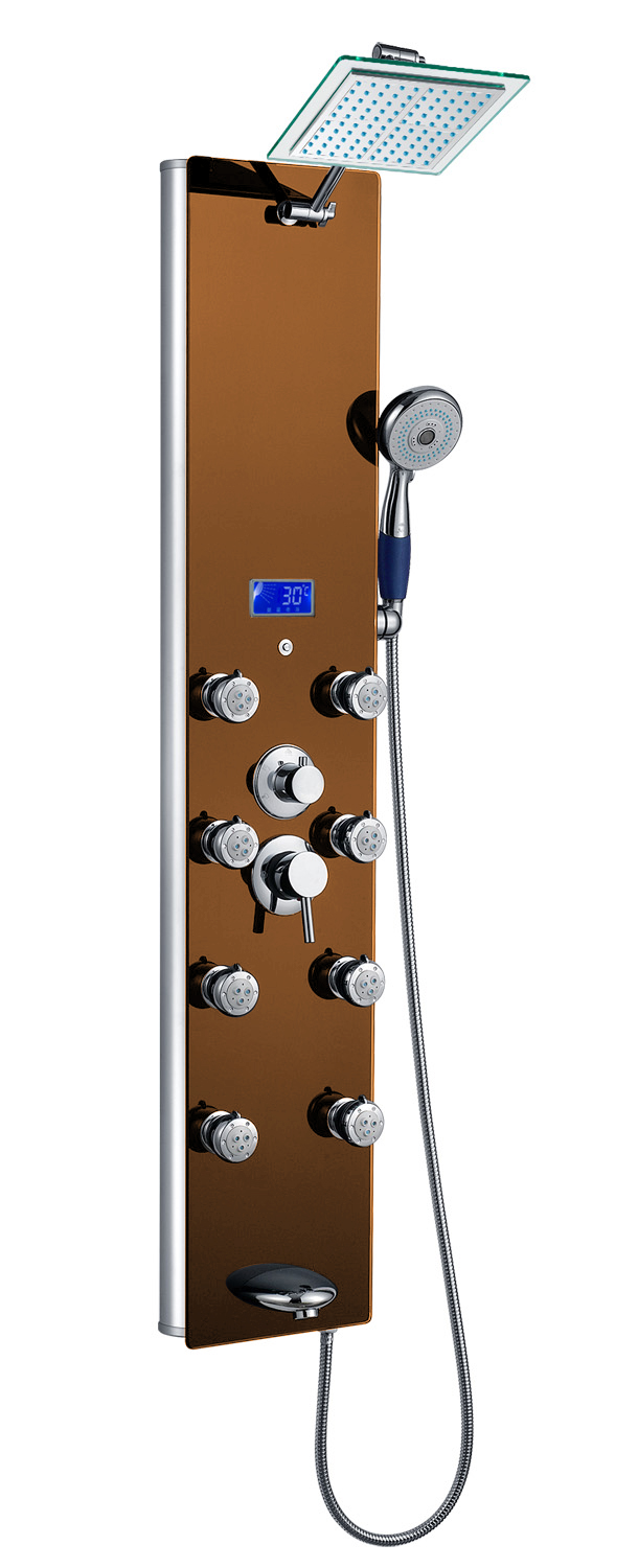 Fontana Ancona Oil Rubbed Bronze Rainfall Shower Panel With Body Massage Jets And Handshower